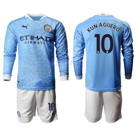 Barn Fotballdrakter Manchester City Sergio Agüero 10 Hjemme 2020-21 Langermet